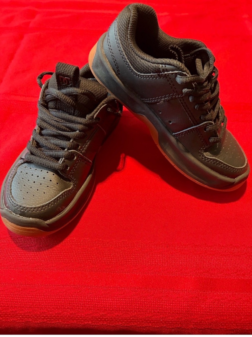 DC Kids Black Sneakers with Gum Outsole Accent
